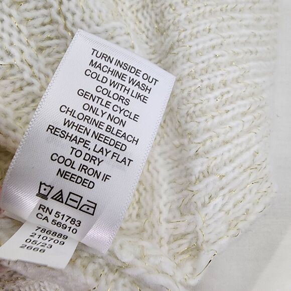 Maurices Womens Sweater Small Lurex Knit Pullover Basket Weave Crew Neck Ivory - Picture 11 of 11